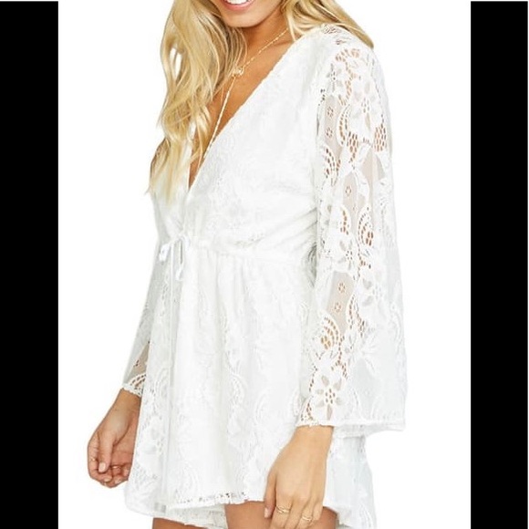 Show Me Your Mumu Roxy Plunging Romper White XS - Picture 3 of 10